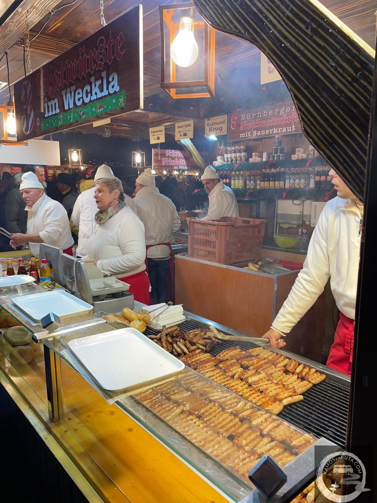 Comida tipica Baviera. Munich. Salchichas.